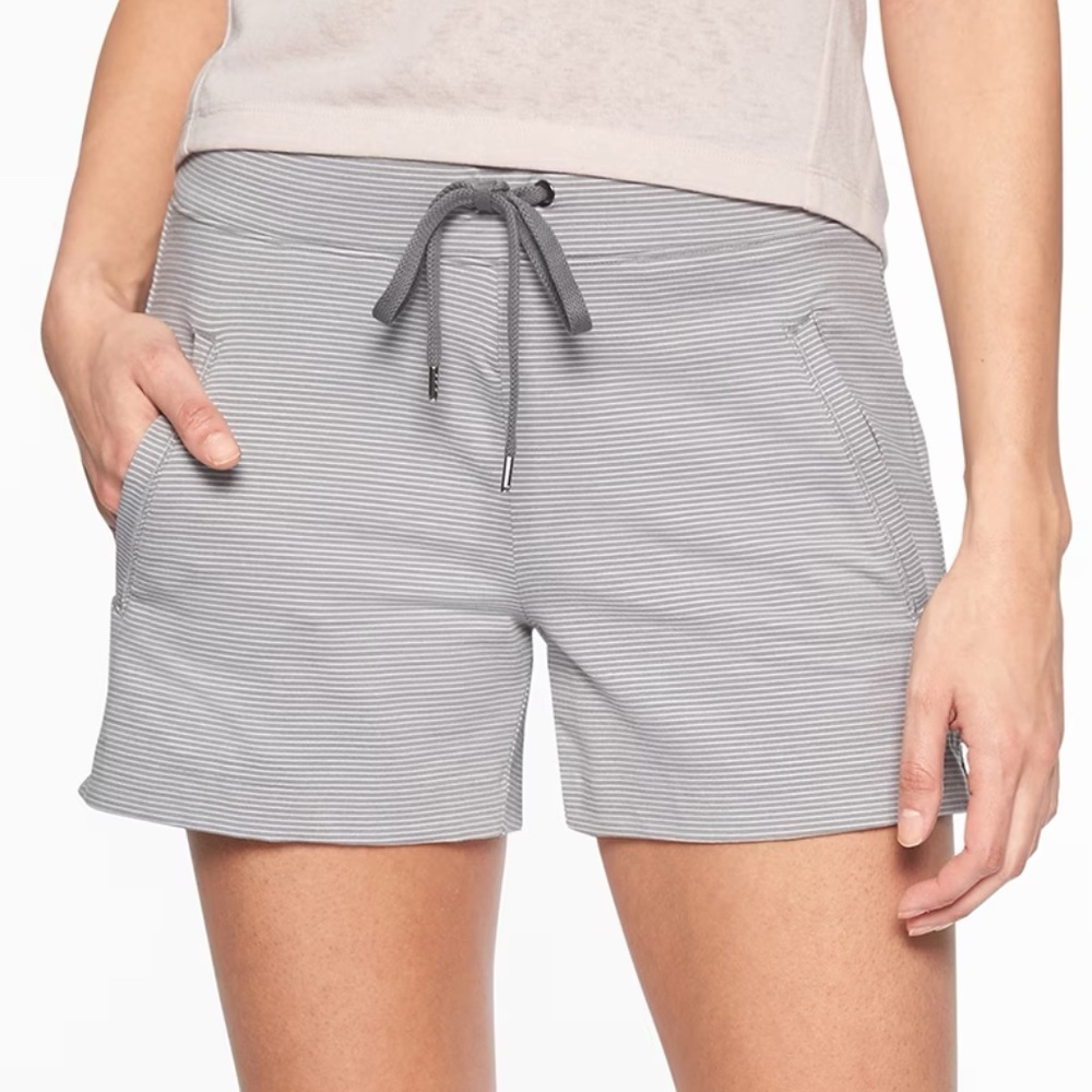 Athleta Stripe Modern Metro Shortie - Gray White Women's Shorts S Small